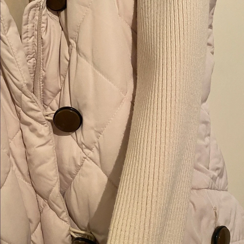 Geox Puffer Cream Jacket With Knit Sleeves - Picture 5 of 11